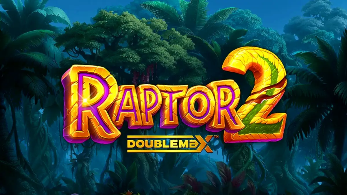 Tampilan visual slot Raptor 2 DoubleMax dengan tema dinosaurus dan hutan prasejarah.